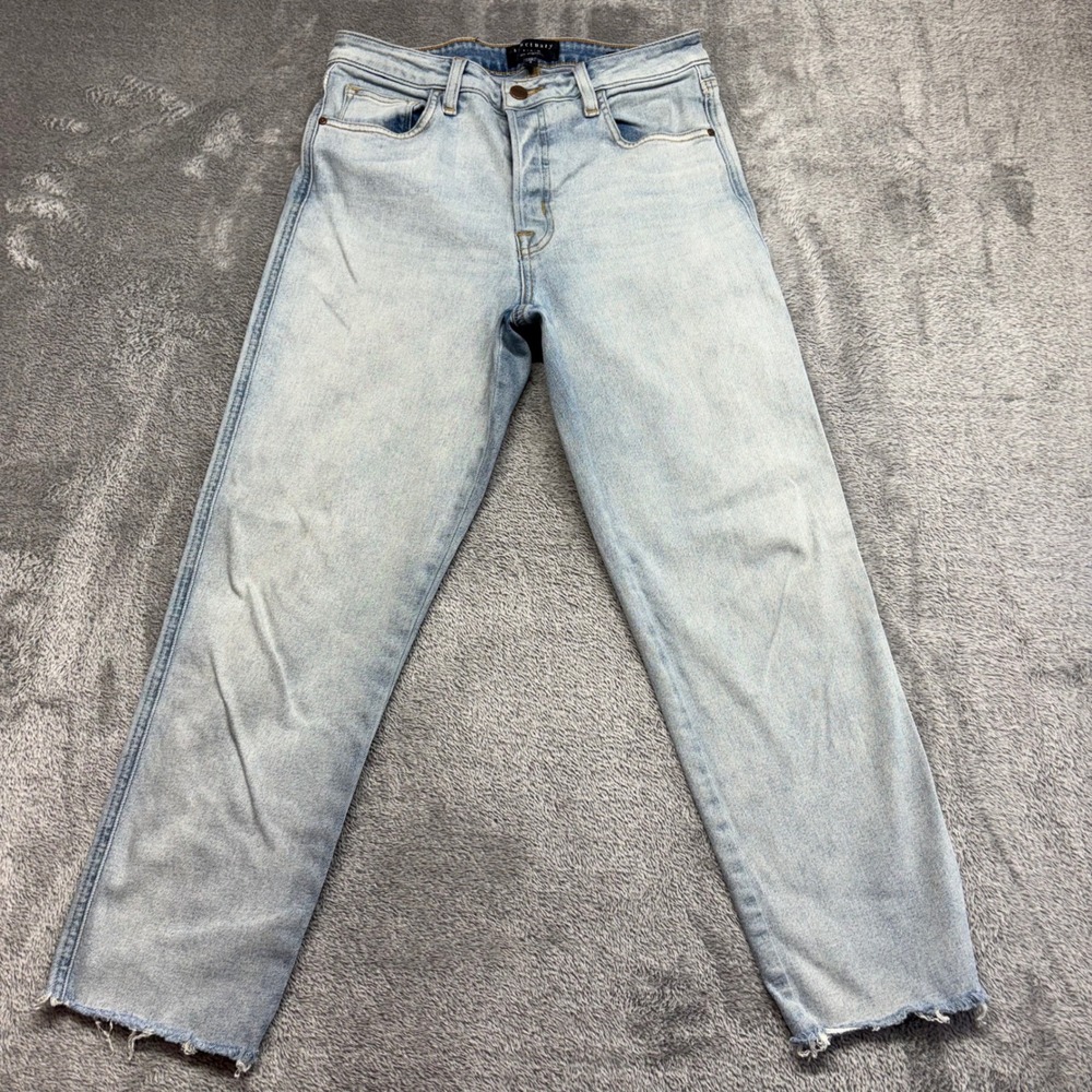 Sanctuary Jeans Women Size 28/6 Light Wash Good Raw Hem Button Fly Straight Leg
